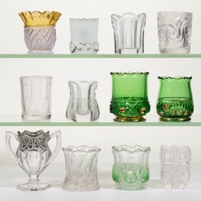 ASSORTED EAPG AND OTHER VICTORIAN GLASS TOOTHPICK HOLDERS, LOT OF 12