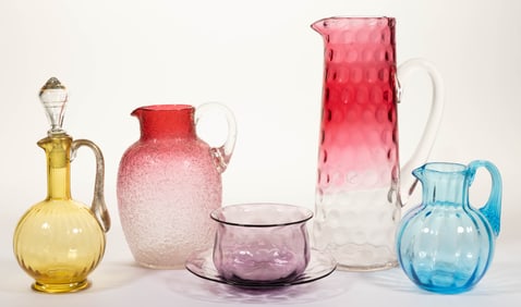 ASSORTED VICTORIAN GLASS TABLE ARTICLES, LOT OF SIX