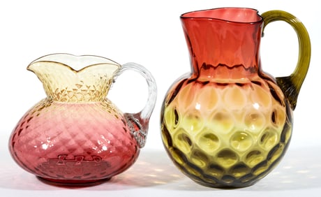 PHOENIX OPTIC-PATTERN WATER PITCHERS, LOT OF TWO