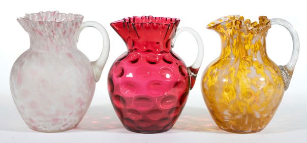 ASSORTED VICTORIAN GLASS WATER PITCHERS, LOT OF THREE