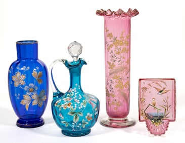 ASSORTED VICTORIAN GLASS ARTICLES, LOT OF FOUR