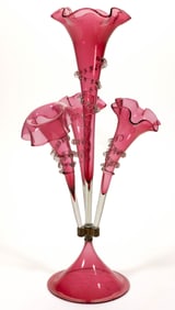 VICTORIAN CRANBERRY GLASS EPERGNE
