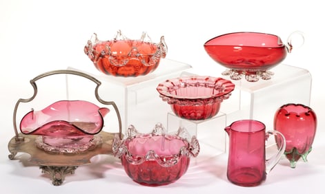 ASSORTED VICTORIAN GLASS ARTICLES, LOT OF SEVEN