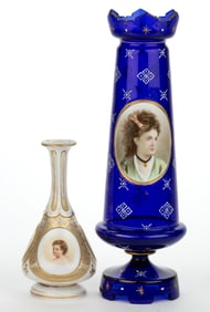 BOHEMIAN GILT AND ENAMEL-DECORATED GLASS ARTICLES, LOT OF TWO