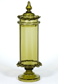 VICTORIAN PANEL-OPTIC GLASS APOTHECARY JAR / STRAW CANISTER