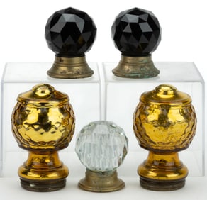 ASSORTED DOORKNOBS AND TIEBACKS, LOT OF FIVE
