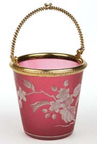 VICTORIAN PSEUDO-CAMEO ART GLASS ICE BUCKET