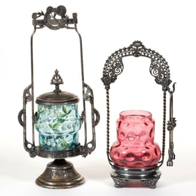 ASSORTED VICTORIAN GLASS PICKLE CASTERS, LOT OF TWO