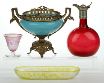 ASSORTED VICTORIAN GLASS ARTICLES, LOT OF FOUR
