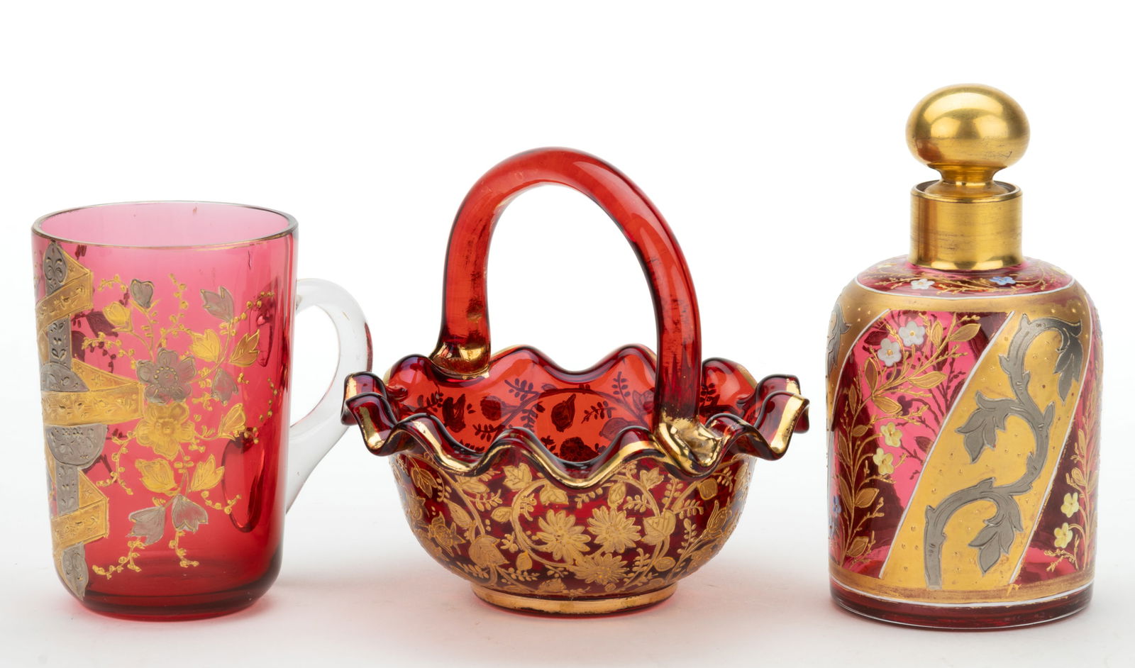 BOHEMIAN GILT AND ENAMEL-DECORATED TABLE ARTICLES, LOT OF THREE (1 of 1)