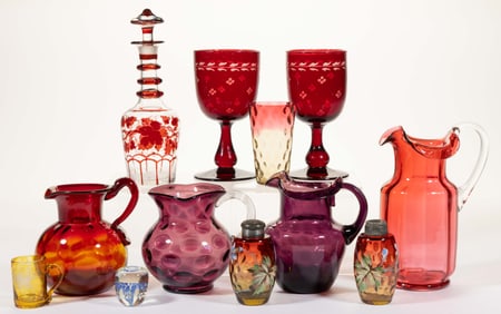 ASSORTED VICTORIAN AND OTHER GLASS ARTICLES, LOT OF 12