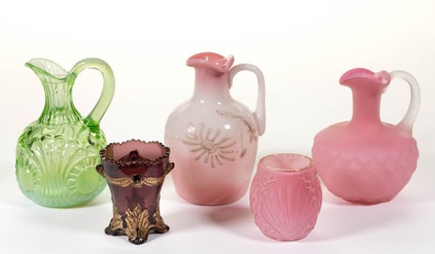 ASSORTED PRESSED GLASS ARTICLES, LOT OF FIVE