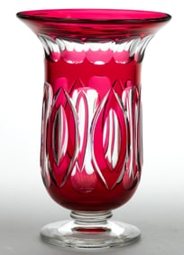 VAL SAINT LAMBERT ATTRIBUTED CUT OVERLAY LARGE VASE