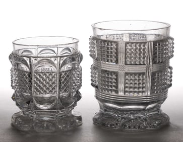 FRENCH PRESSED / PRESSURE-MOLDED GLASS TUMBLERS, LOT OF TWO