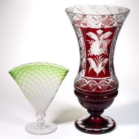 ASSORTED GLASS VASES, LOT OF TWO