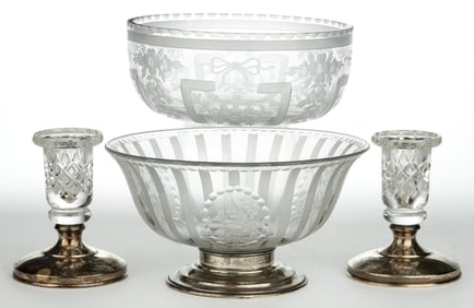 ASSORTED HAWKES CUT AND ENGRAVED GLASS ARTICLES, LOT OF FOUR