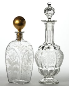 ASSORTED 19TH AND 20TH CENTURY ENGRAVED DECANTERS, LOT OF TWO