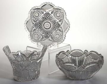 AMERICAN BRILLIANT CUT GLASS ARTICLES, LOT OF THREE