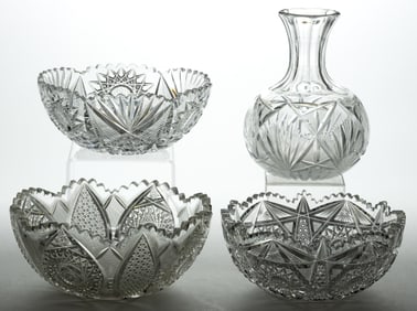 AMERICAN BRILLIANT CUT GLASS TABLE ARTICLES, LOT OF FOUR