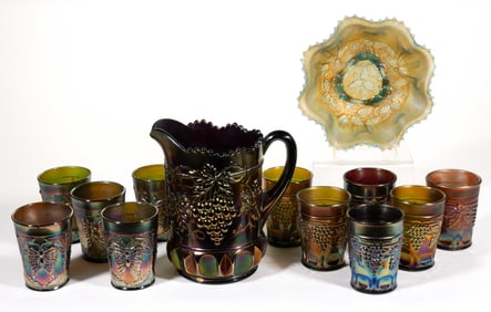 ASSORTED CARNIVAL GLASS ARTICLES, LOT OF 13