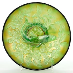 MILLERSBURG "TROUT AND FLY" CARNIVAL GLASS BOWL