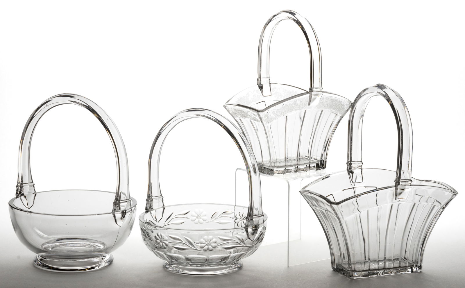 HEISEY PRESSED GLASS BASKETS, LOT OF FOUR (1 of 1)