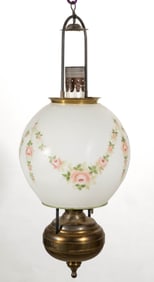 ALADDIN MODEL NO. 6 / NO. 125-A BRASS AND METAL KEROSENE HANGING LAMP