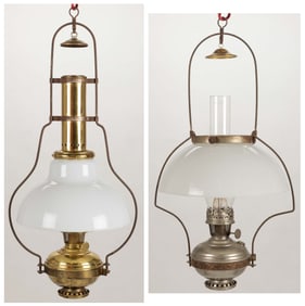 ALADDIN MODEL NO. 6 KEROSENE HANGING LAMPS, LOT OF TWO