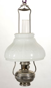 ALADDIN MODEL NO. 11 NICKEL-PLATED BRASS AND METAL KEROSENE HANGING LAMP