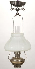 ALADDIN MODEL NO. 11 NICKEL-PLATED BRASS KEROSENE HANGING LAMP