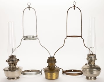 ASSORTED ALADDIN METAL HANGING AND OTHER LAMP ARTICLES, LOT OF FIVE