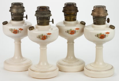 ALADDIN MODEL B-26 / SIMPLICITY KEROSENE STAND LAMPS, LOT OF FOUR