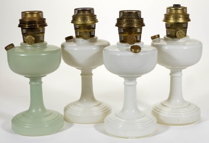 ALADDIN MODEL B-29 AND B-30 / SIMPLICITY KEROSENE STAND LAMPS, LOT OF FOUR