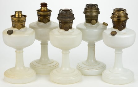 ALADDIN MODEL B-30 / SIMPLICITY KEROSENE STAND LAMPS, LOT OF FIVE