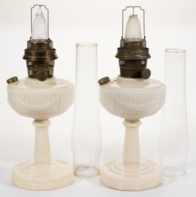 ALADDIN MODEL B-75 / LINCOLN DRAPE TALL PRE-WAR KEROSENE STAND LAMPS, LOT OF TWO