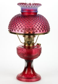 ALADDIN / FENTON REISSUE SHORT LINCOLN DRAPE KEROSENE STAND LAMP