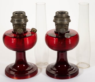 ALADDIN MODEL B-83 / BEEHIVE KEROSENE STAND LAMPS, LOT OF TWO