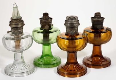 ALADDIN MODEL B-80, B-81, AND B-83 / BEEHIVE KEROSENE STAND LAMPS, LOT OF FOUR