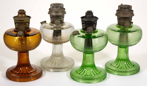 ALADDIN MODEL B-80, B-81, AND B-83 / BEEHIVE KEROSENE STAND LAMPS, LOT OF FOUR