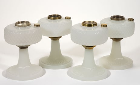 ALADDIN MODEL B-85 / DIAMOND-QUILT KEROSENE STAND LAMPS, SET OF FOUR