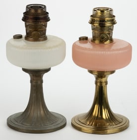 ALADDIN MODEL B-95 AND B-98 / QUEEN KEROSENE STAND LAMPS, LOT OF TWO
