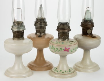 ALADDIN MODEL NO. 100 AND 102 / VENETIAN KEROSENE STAND LAMPS, LOT OF FOUR