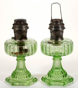 ALADDIN MODEL 108 / CATHEDRAL KEROSENE STAND LAMPS, LOT OF TWO