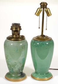 ALADDIN MODEL NO. 1240 ART-CRAFT KEROSENE AND ELECTRIC TALL VASE LAMPS, LOT OF TWO