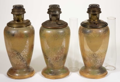 ALADDIN MODEL NO. 1241 ART-CRAFT KEROSENE TALL VASE LAMPS, LOT OF THREE