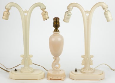 ALADDIN MODEL NO. G-226 AND G-229 ALACITE ELECTRIC TABLE LAMPS, LOT OF THREE