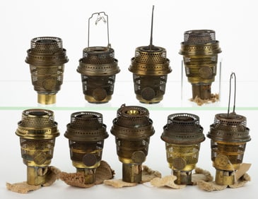 ALADDIN MODEL B NU-TYPE LOX-ON KEROSENE LAMP BURNERS, LOT OF NINE
