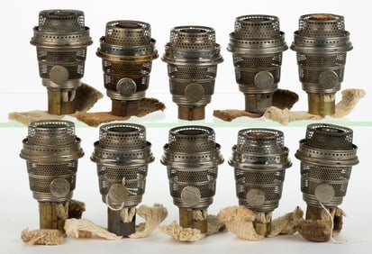 ALADDIN MODEL B NU-TYPE LOX-ON KEROSENE LAMP BURNERS, LOT OF TEN