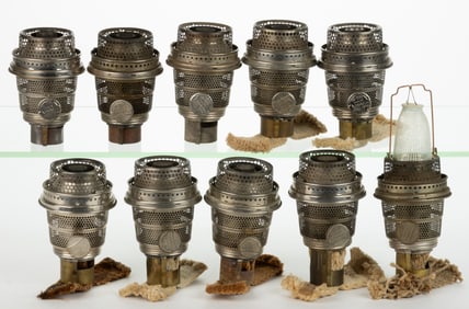ALADDIN MODEL B NU-TYPE LOX-ON KEROSENE LAMP BURNERS, LOT OF TEN