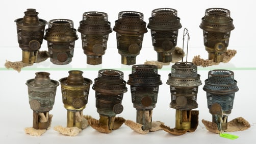 ALADDIN MODEL B NU-TYPE LOX-ON KEROSENE LAMP BURNERS, LOT OF TWELVE